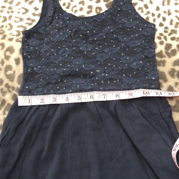 Abercrombie Kids Floral Mesh Lace Dress with Sequins on Blue Size Medium - Picture 10 of 16